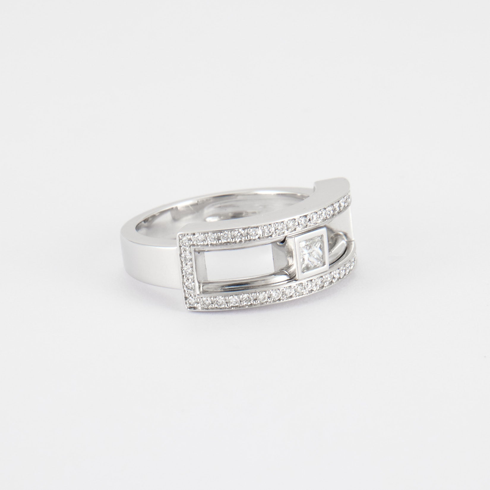 Bague diamant amovible en or blanc
