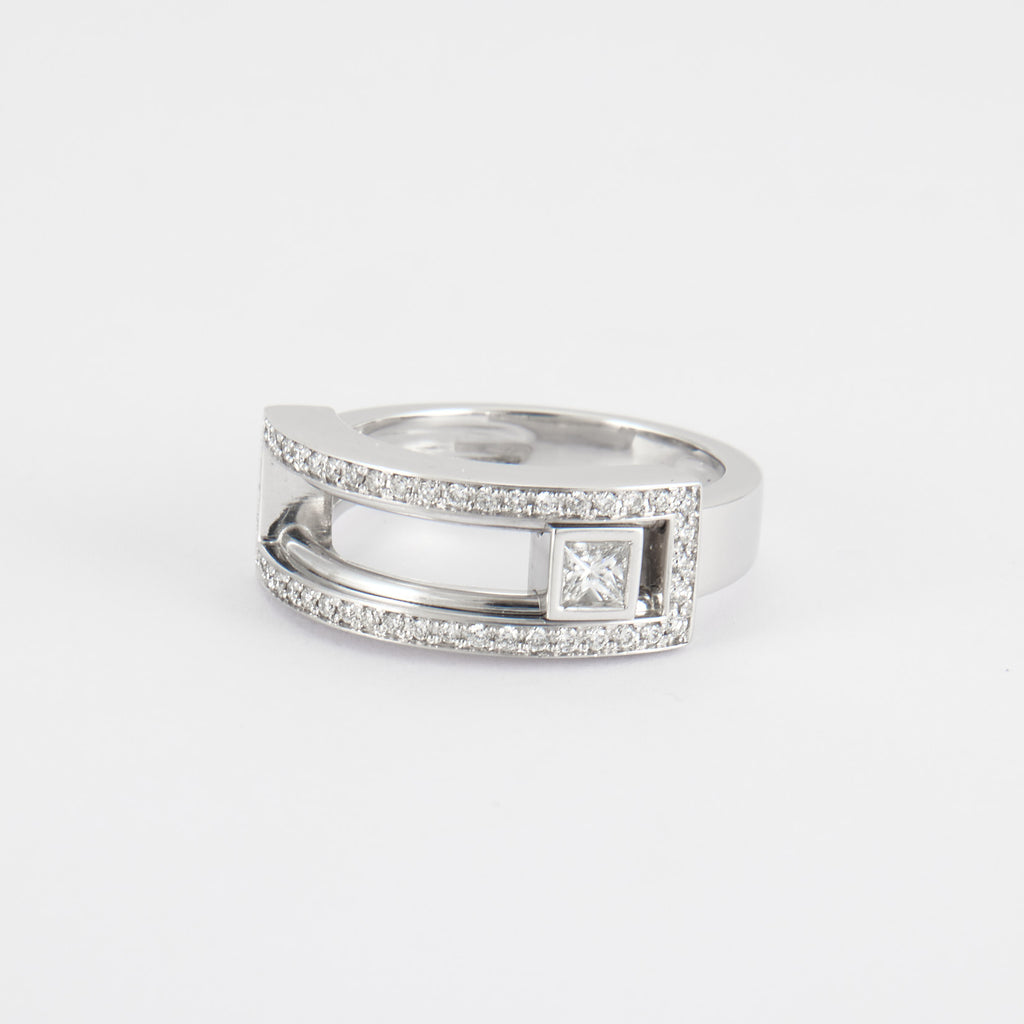 Bague diamant amovible en or blanc