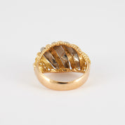 Bague jonc torsadé or jaune et blanc
