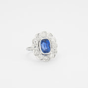 Bague marguerite saphir naturel, non chauffé et diamants