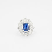 Bague marguerite saphir naturel, non chauffé et diamants