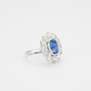 Bague marguerite saphir naturel, non chauffé et diamants
