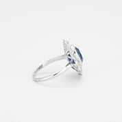Bague marguerite saphir naturel, non chauffé et diamants