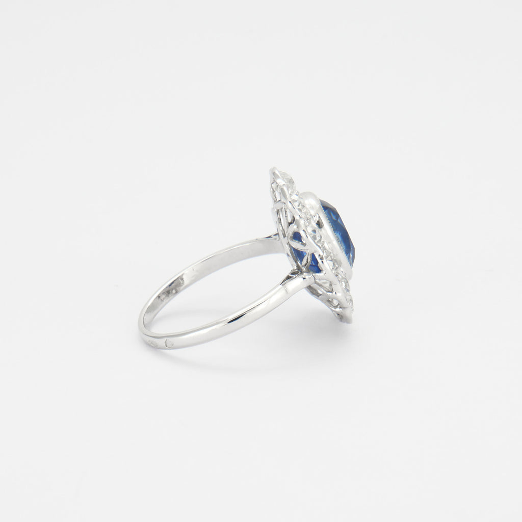 Bague marguerite saphir naturel, non chauffé et diamants