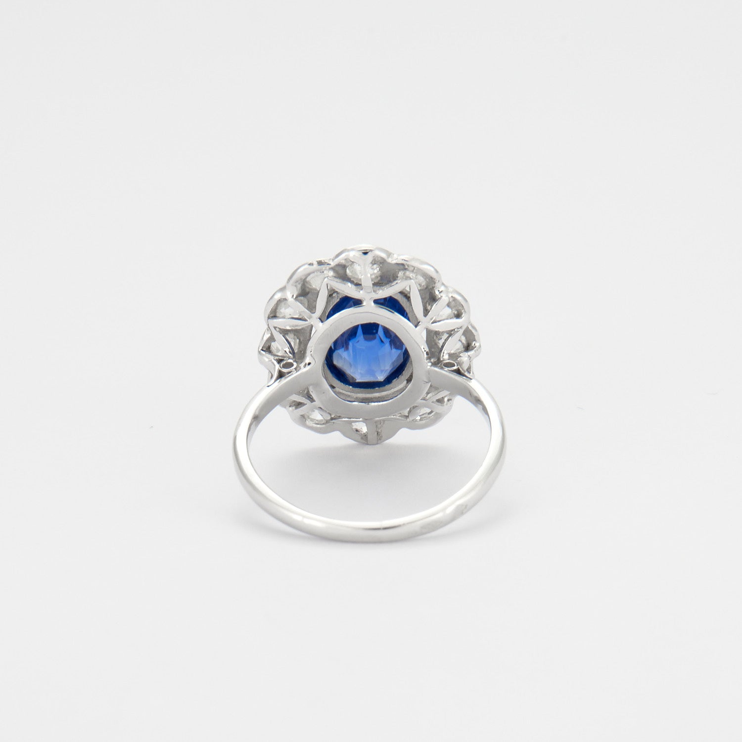 Bague marguerite saphir naturel, non chauffé et diamants