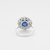 Bague marguerite saphir naturel, non chauffé et diamants