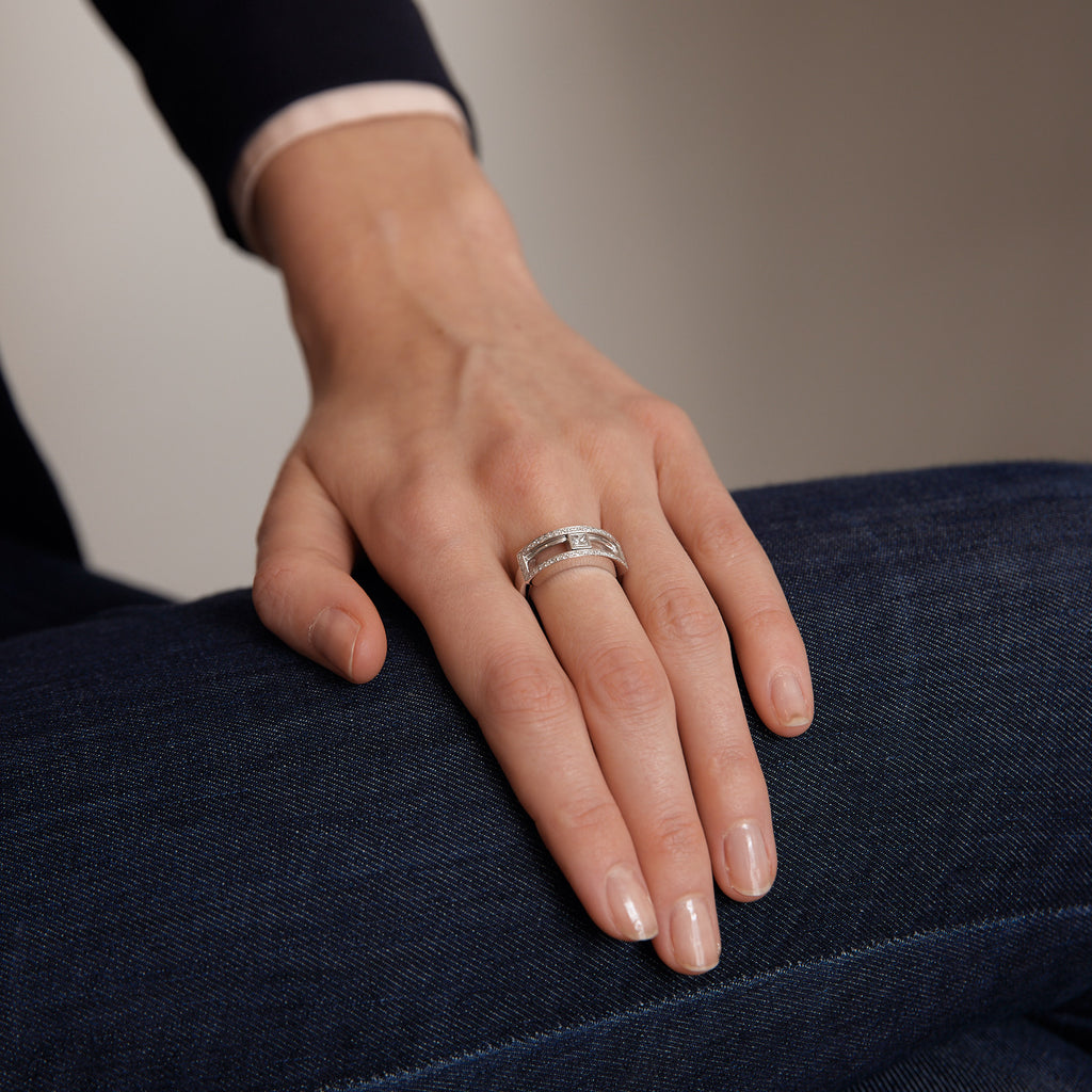Bague diamant amovible en or blanc