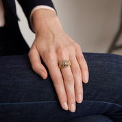 Bague jonc torsadé or jaune et blanc
