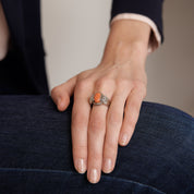 Bague or blanc, corail et diamants