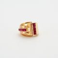 Bague Tank or jaune et Rubis