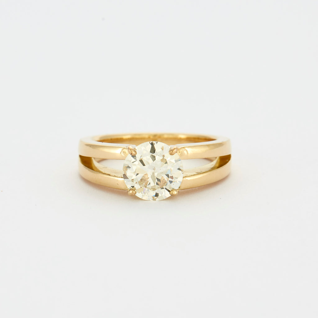 Solitaire 2 carats en or jaune