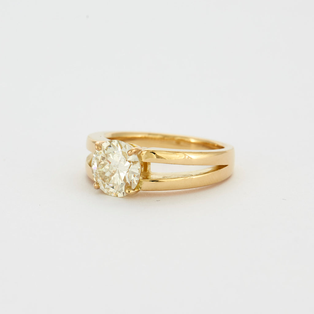 Solitaire 2 carats en or jaune