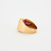 Bague Tank or jaune et Rubis