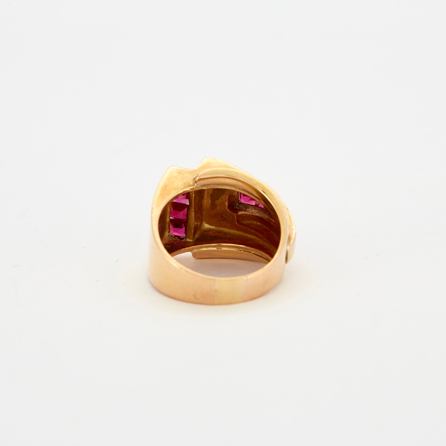 Bague Tank or jaune et Rubis