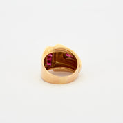 Bague Tank or jaune et Rubis