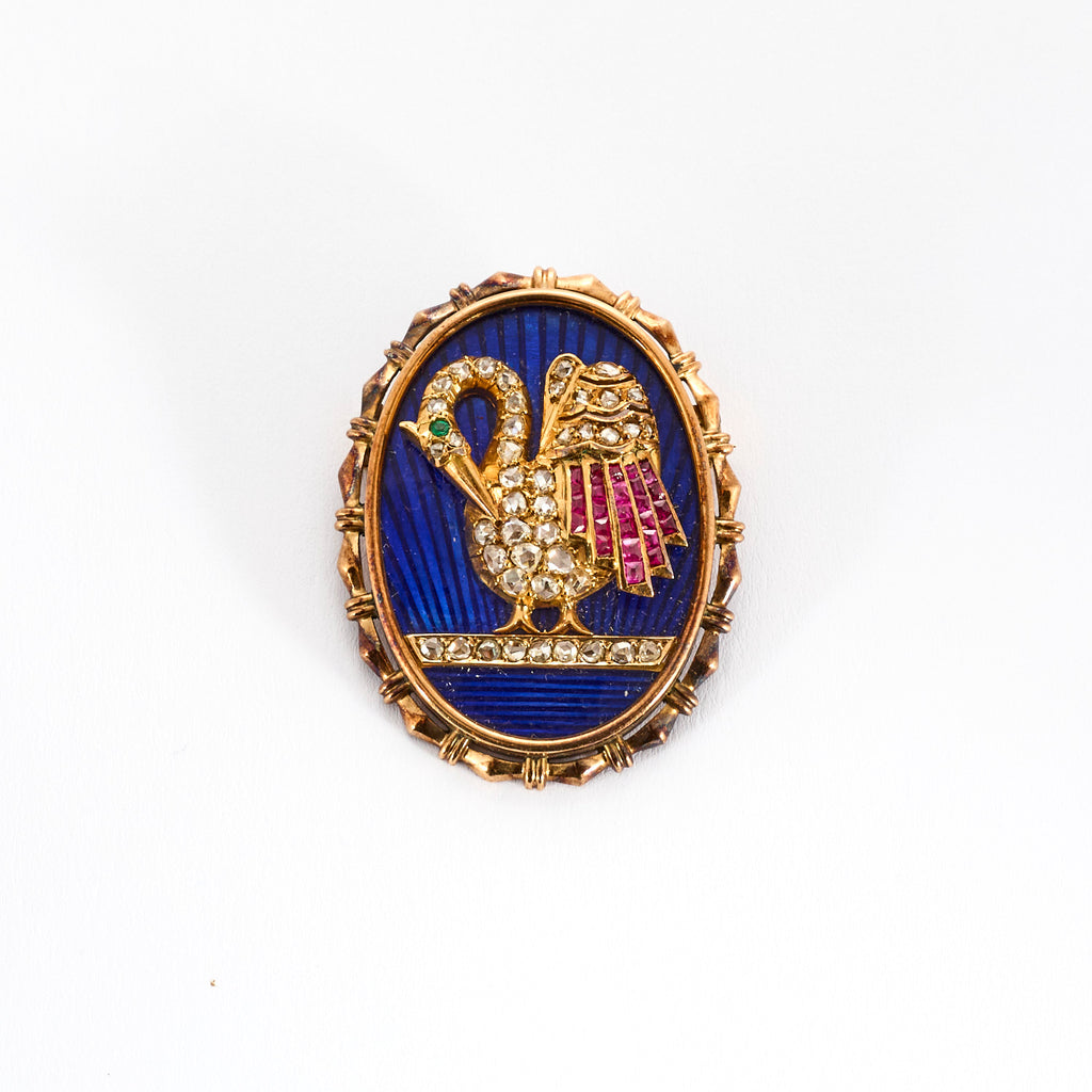 Broche/pendentif début XX en or et diamants.