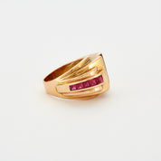 Bague Tank or jaune et Rubis
