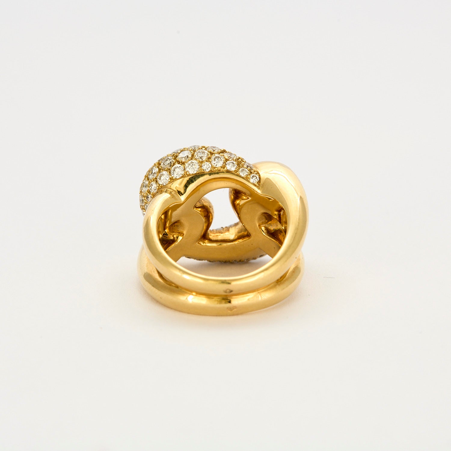 Bague "maillon de chaine" en or jaune et diamants