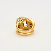 Bague "maillon de chaine" en or jaune et diamants