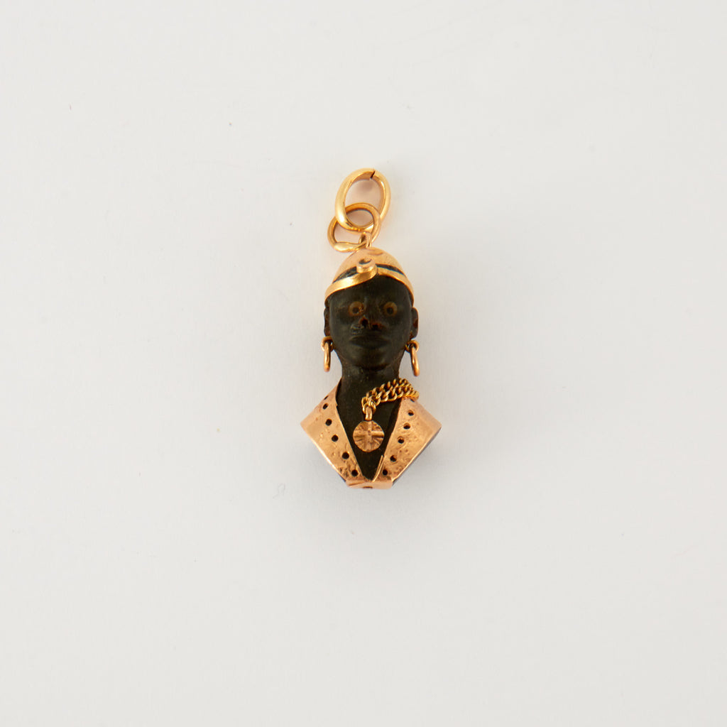 Pendentif tête de Maure en or et ébène