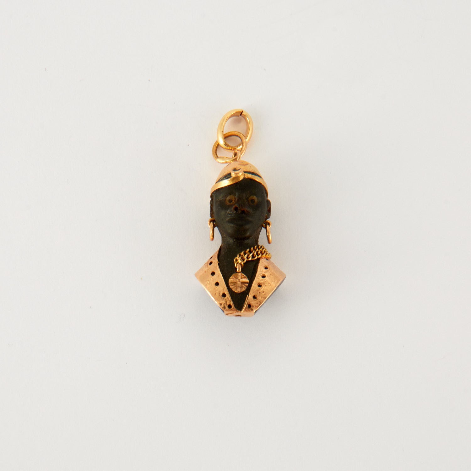 Pendentif tête de Maure en or et ébène
