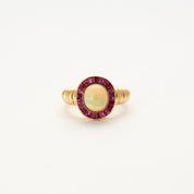 Bague Opale or jaune et calibrés Rubis