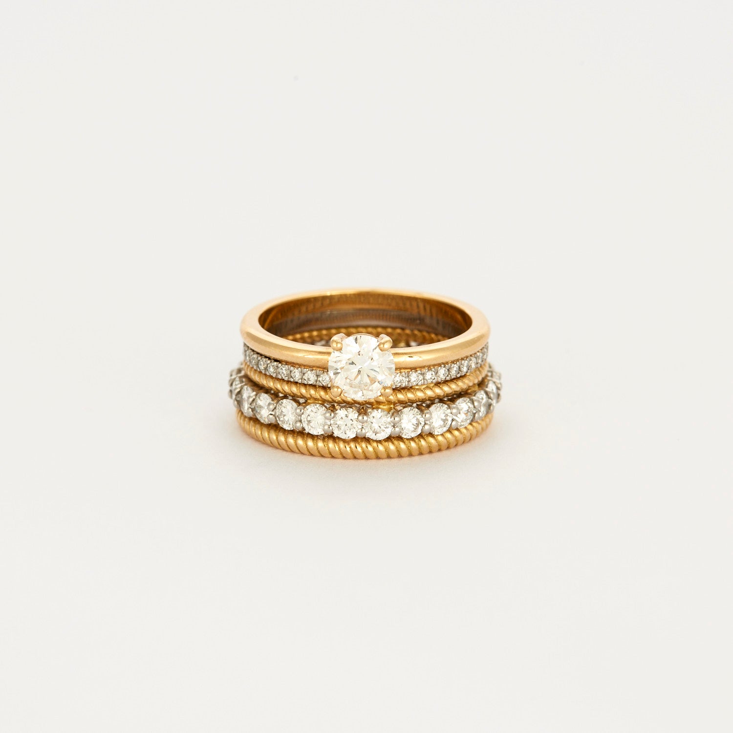 Bague multi-anneaux 5 rangs diamant.