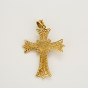 Pendentif Croix ciselée et petit cabochon turquoise