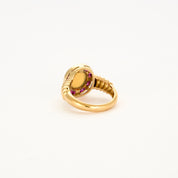 Bague Opale or jaune et calibrés Rubis