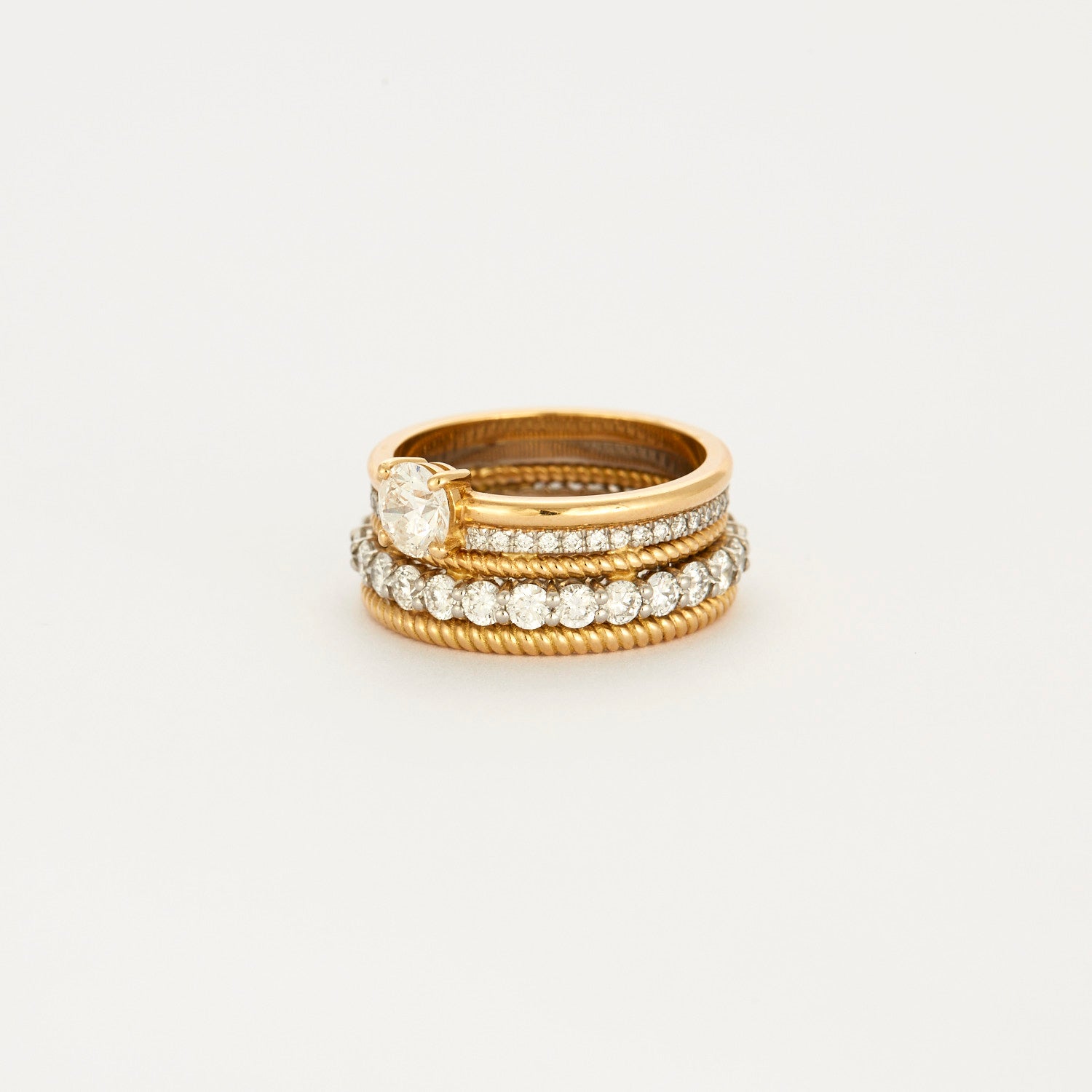 Bague multi-anneaux 5 rangs diamant.
