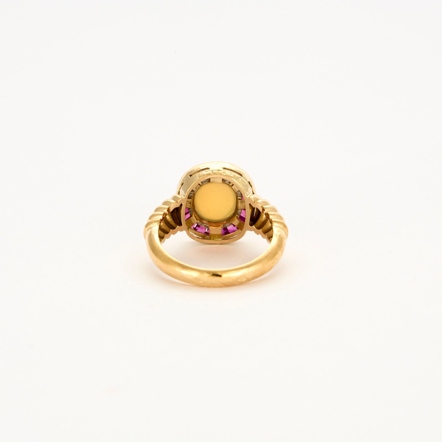 Bague Opale or jaune et calibrés Rubis