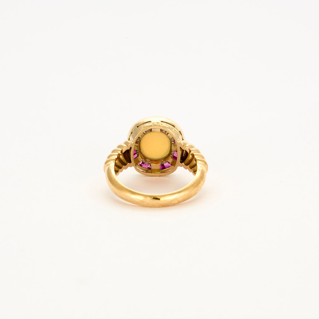 Bague Opale or jaune et calibrés Rubis