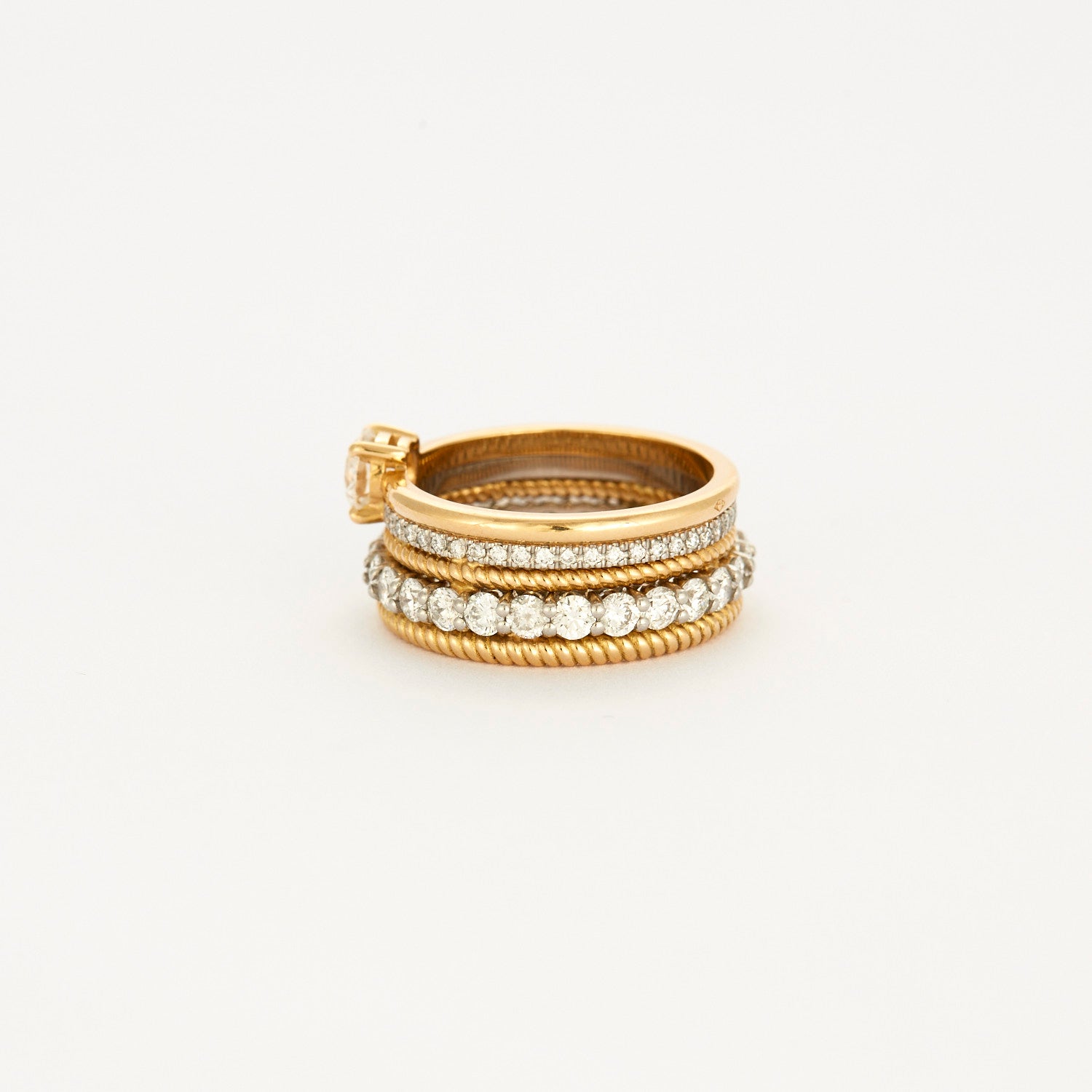 Bague multi-anneaux 5 rangs diamant.