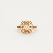 Bague "Mylène" PM en rose et diamant coussin.