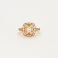 Bague "Mylène" PM en rose et diamant coussin.