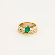 Bague multi-anneaux 3 rangs émeraude.