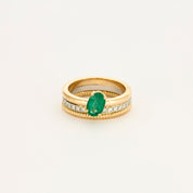 Bague multi-anneaux 3 rangs émeraude.