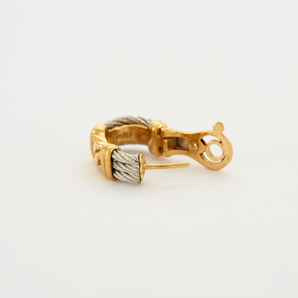 Boucles d'oreilles FRED or jaune et câble acier