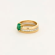 Bague multi-anneaux 3 rangs émeraude.