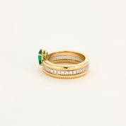 Bague multi-anneaux 3 rangs émeraude.