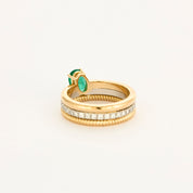 Bague multi-anneaux 3 rangs émeraude.