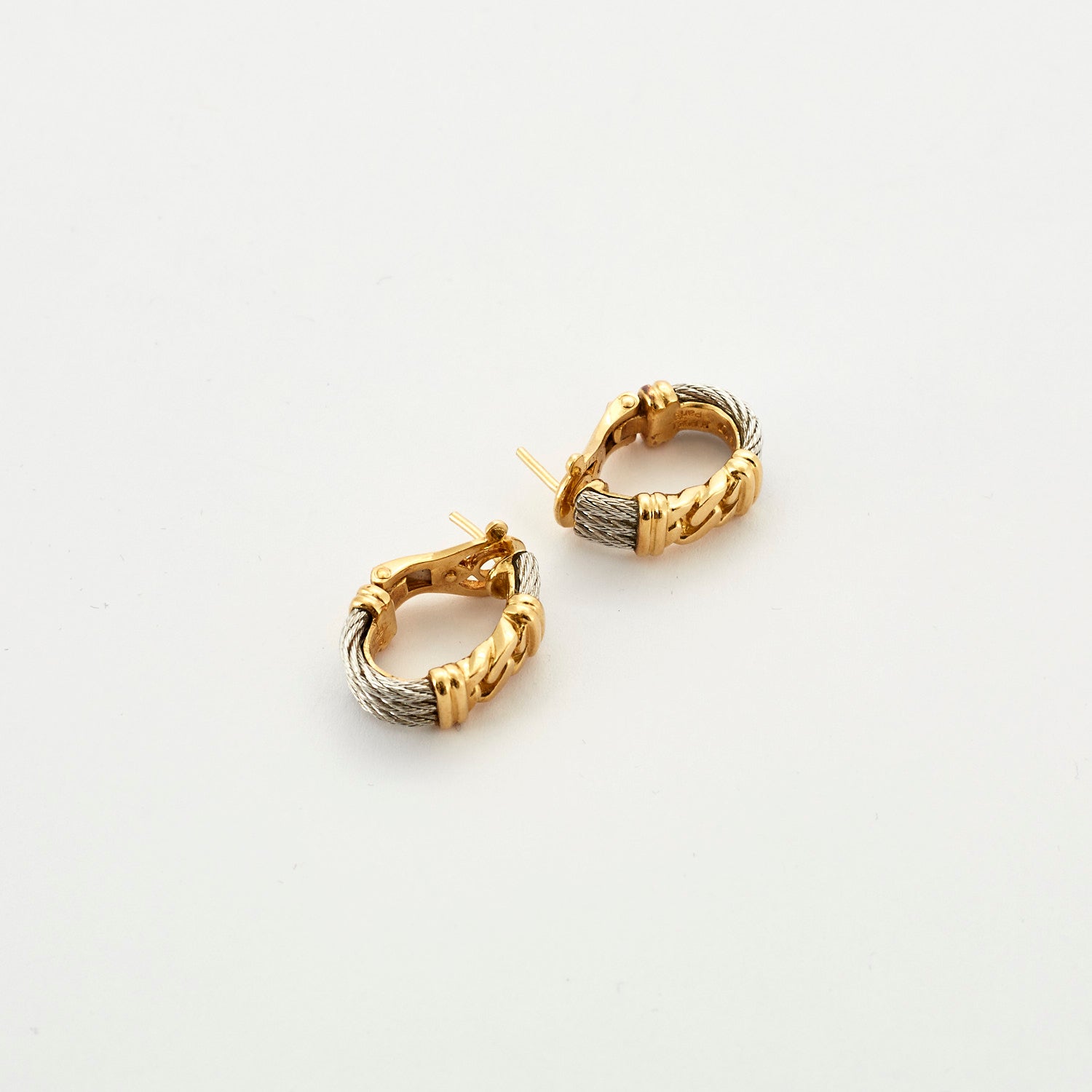 Boucles d'oreilles FRED or jaune et câble acier