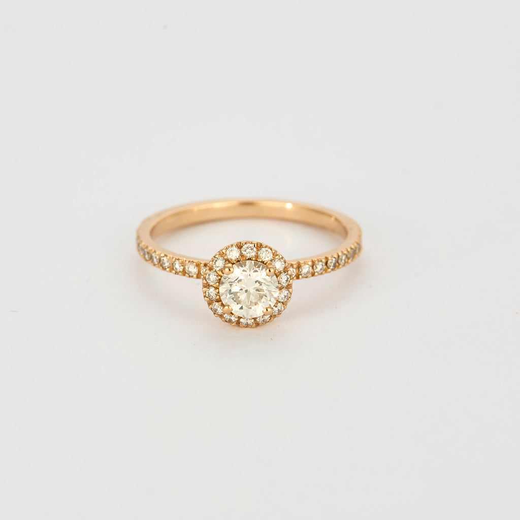 Solitaire "Gemmyo" en or rose centre diamant 0,50 carat.