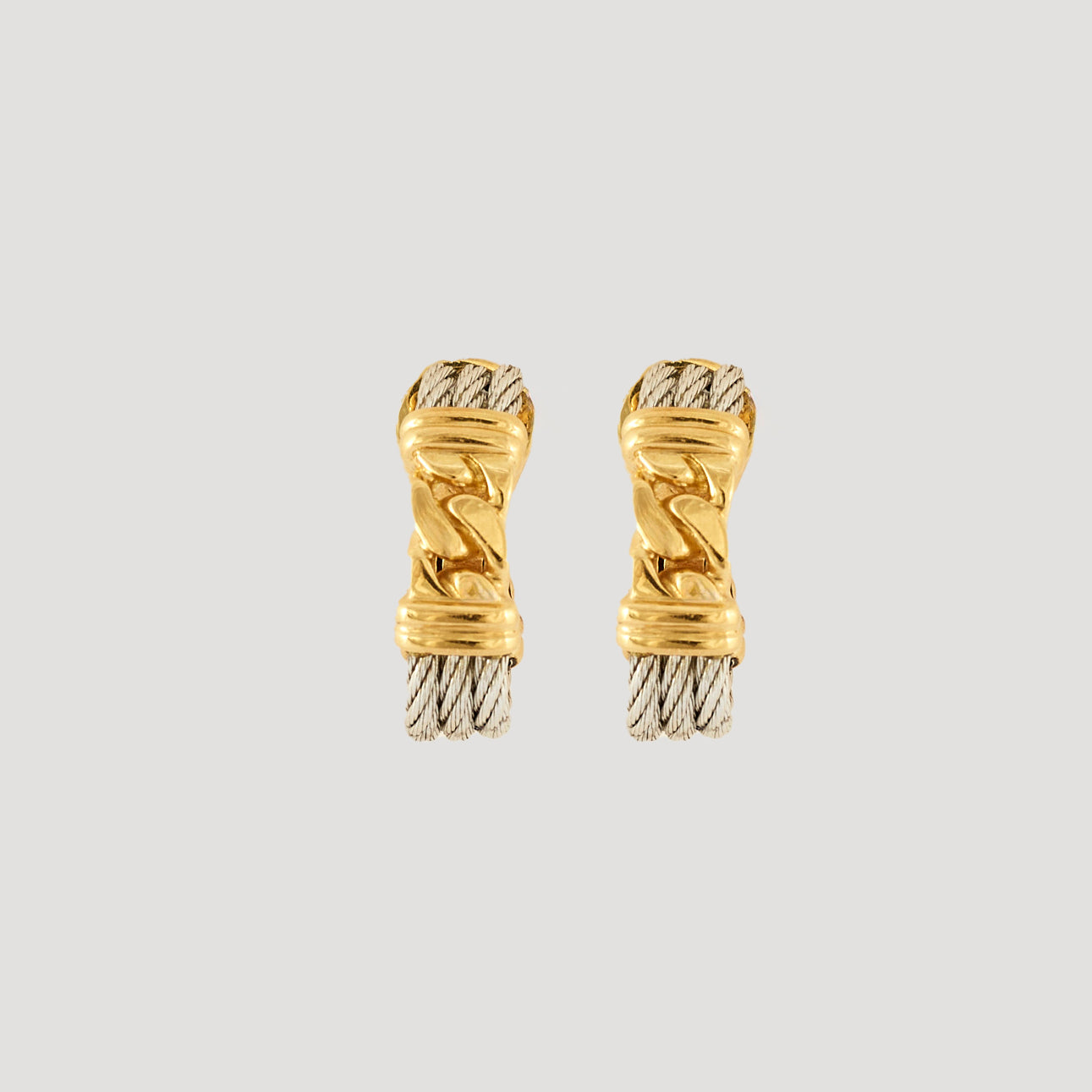 Boucles d'oreilles FRED or jaune et câble acier