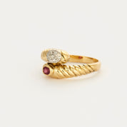 Bague Toi & Moi en or jaune, rubis et diamants