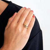 Bague Toi & Moi en or jaune, rubis et diamants