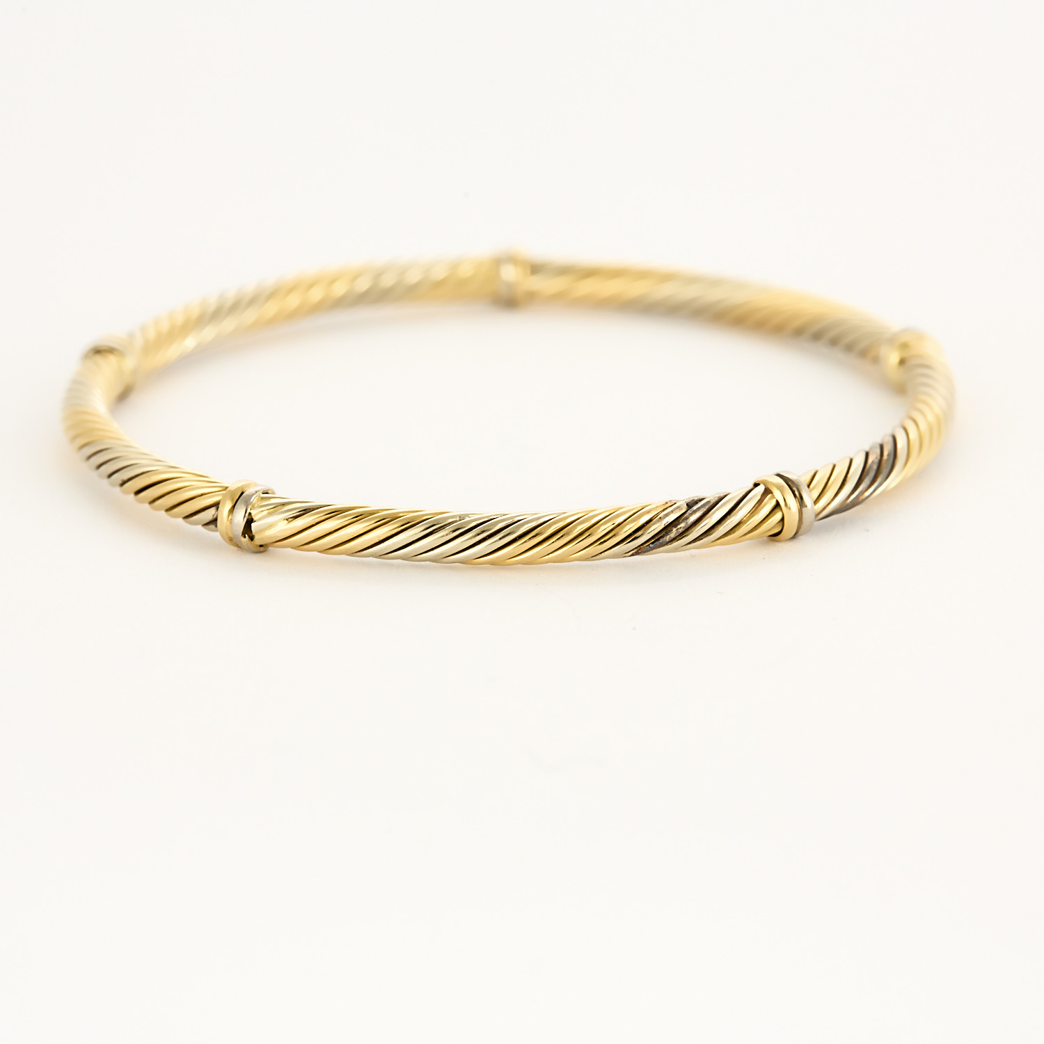 Bracelet jonc en or jaune et or blanc torsadé