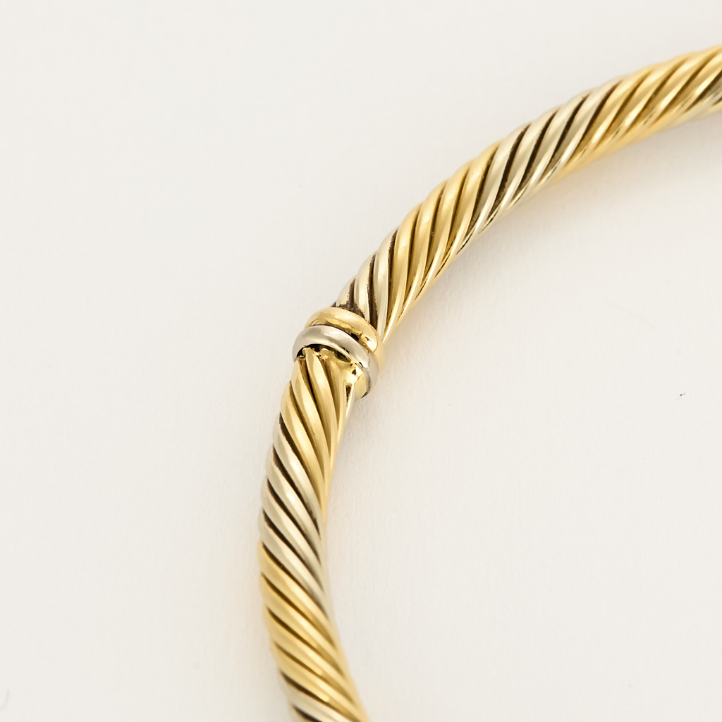 Bracelet jonc en or jaune et or blanc torsadé