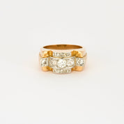 Bague Tank en or jaune et diamants.