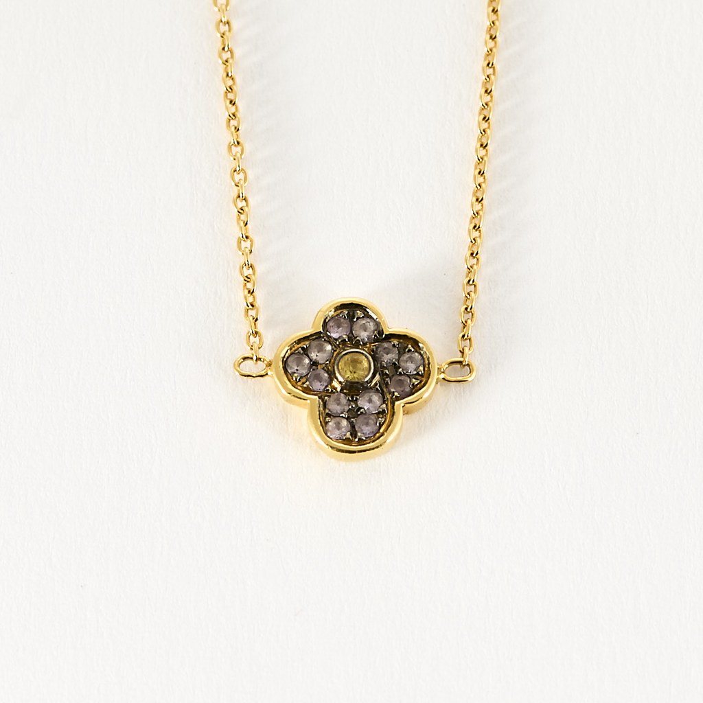 Collier Morganne Bello or jaune et améthystes.